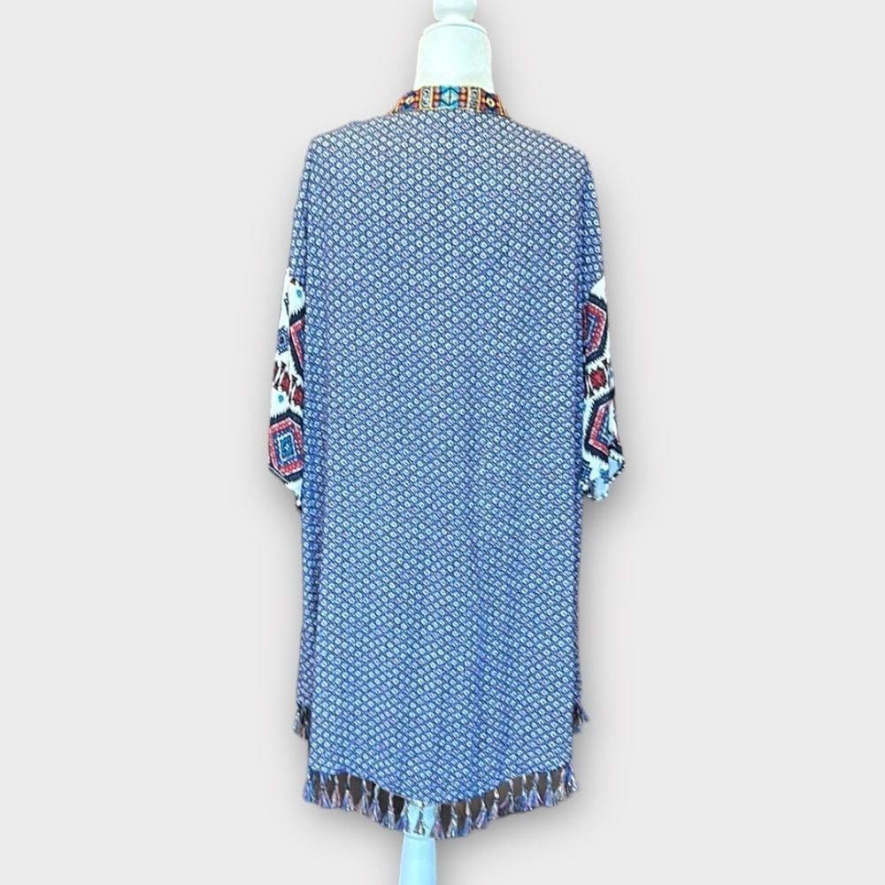 Umgee Mixed Print Tassel Detail Open Front Kimono… - image 7